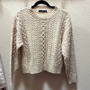 Mango Beige Cable Knit Sweater